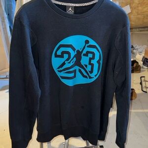 Men's Black Crewneck Sweater with Blue Graphic